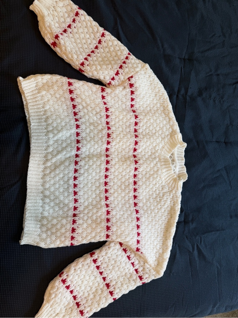 Striped Sweater in Cream & Red Like New
